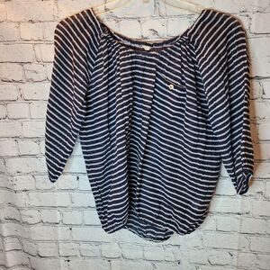 J. Crew, Blue/White Stripe Blouse, Cold Shoulder, Size‎ XS